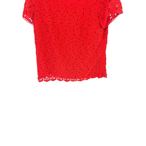 Talbots‎ Plus Red Crochet Lace Overlay Casual Short Sleeve Shirt Size 14 - Picture 6 of 12